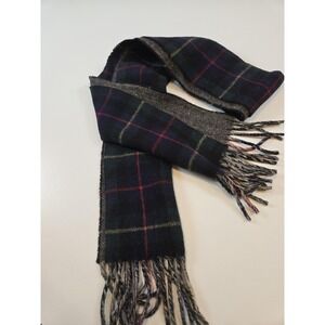 Polo Ralph Lauren Scarf One Size Navy Plaid Reversible Herringbone Made in Italy